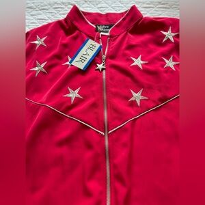 Blair Red Bomber Jacket with Silver Star Accents